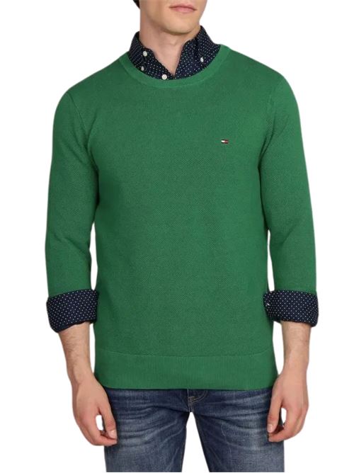 Maglioncino uomo verde in cotone Tommy Hilfiger | MW0MW36347L4F